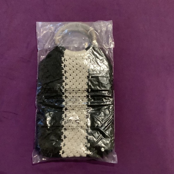 Curateur Laude The Label GABBY Black and White Mini Macramé Bag NWT - Picture 8 of 9